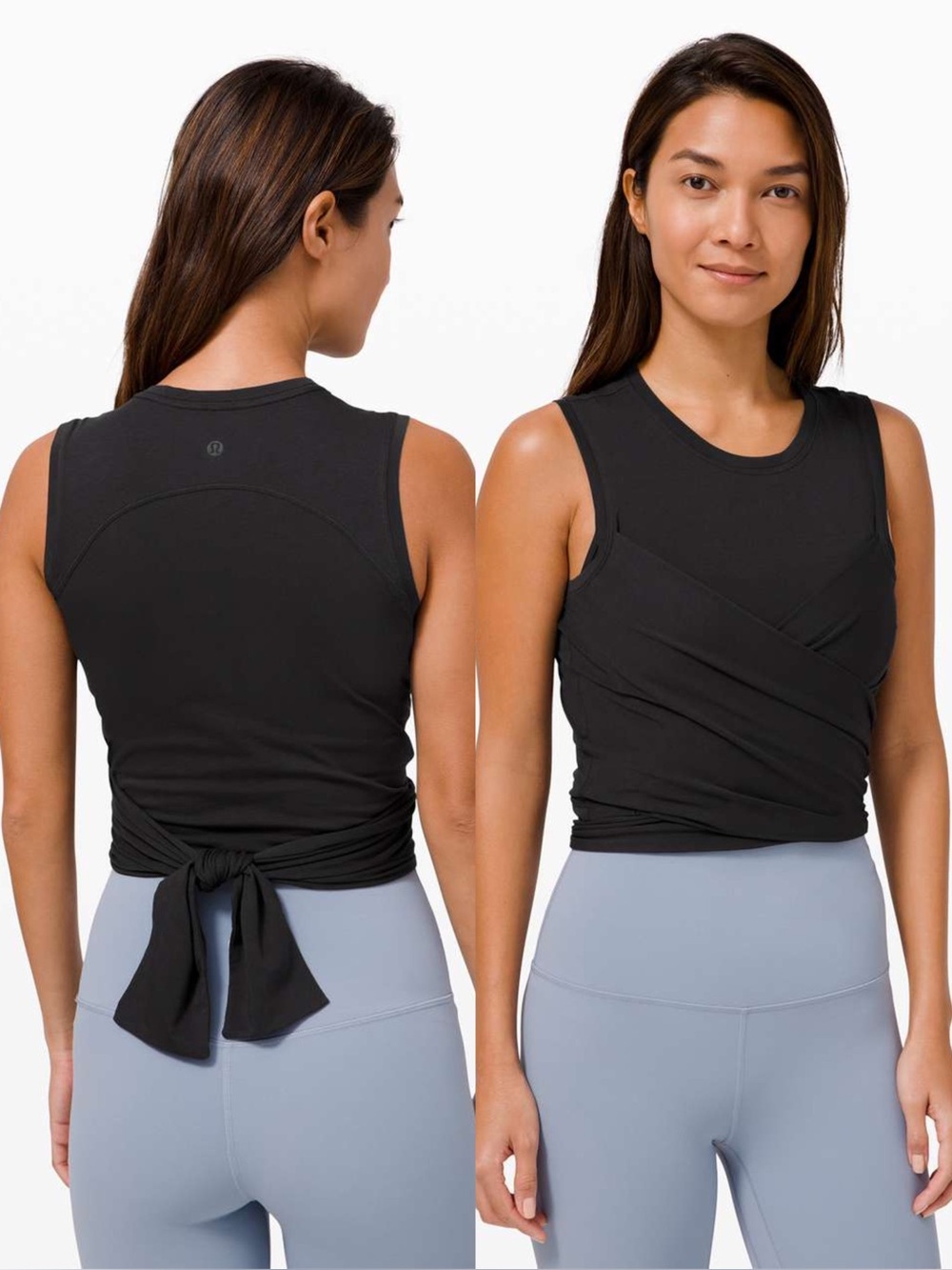 Lululemon Gather and Grow Tank Top Women’s 6 Black Tie Back Stretch Gym Yoga